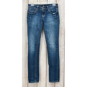 ReRock Express Skinny Size 0 Women Relaxed Denim Light Blue Low Rise Jeans Pants